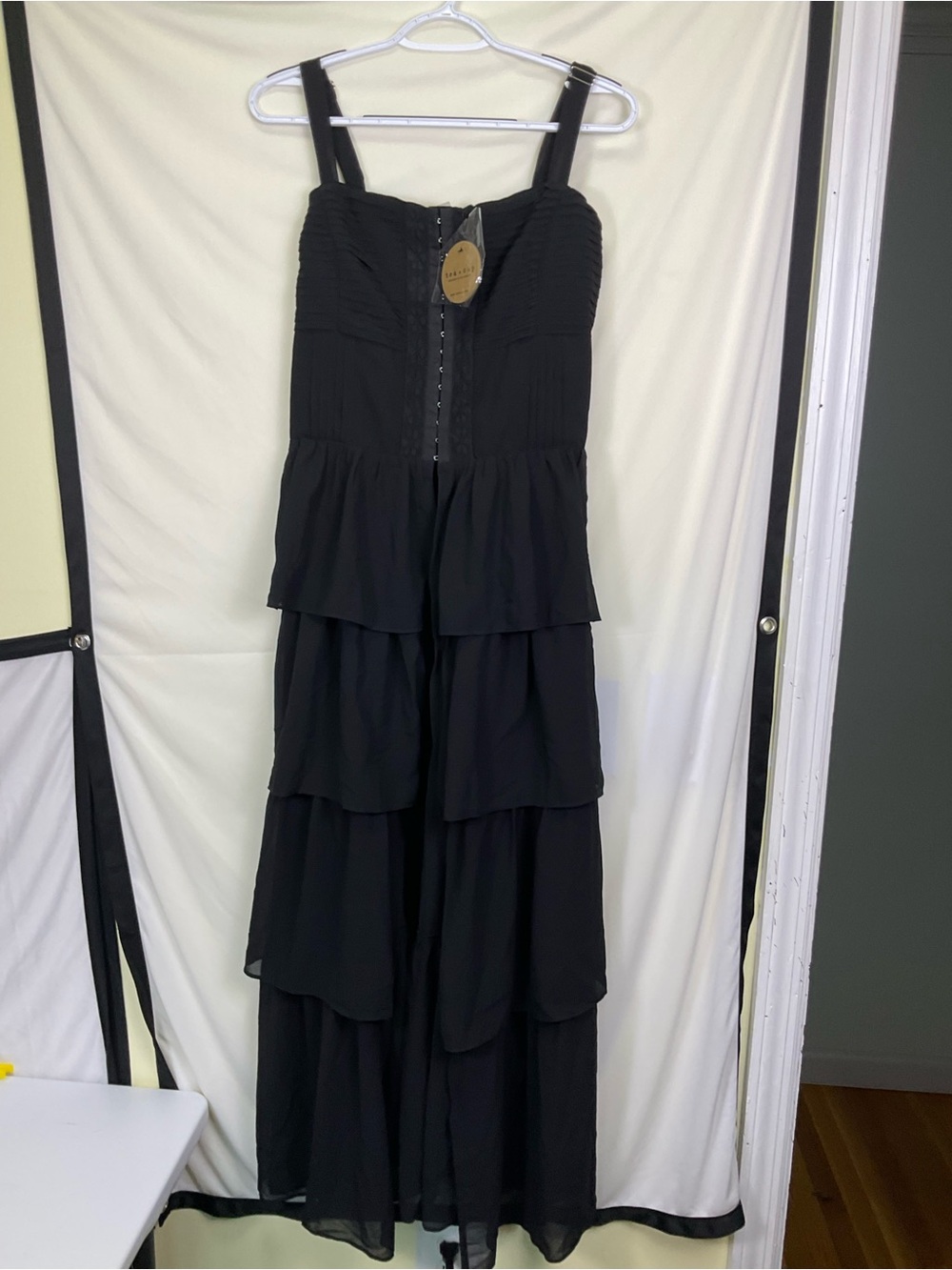Black Tiered Maxi Dress with Wide Straps